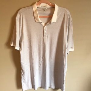 Calvin Klein White and Grey Polo Shirt XXL